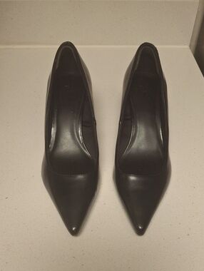 H&M Black Pointed Leather Stiletto Heels